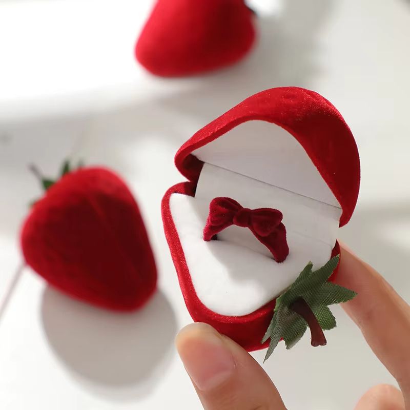 Cute Strawberry Ring Box For Jewelry Display And Storage 3