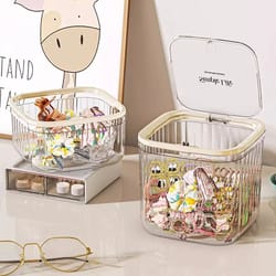m/l desktop storage box with pop-up lid for hair accessories, jewelry and more