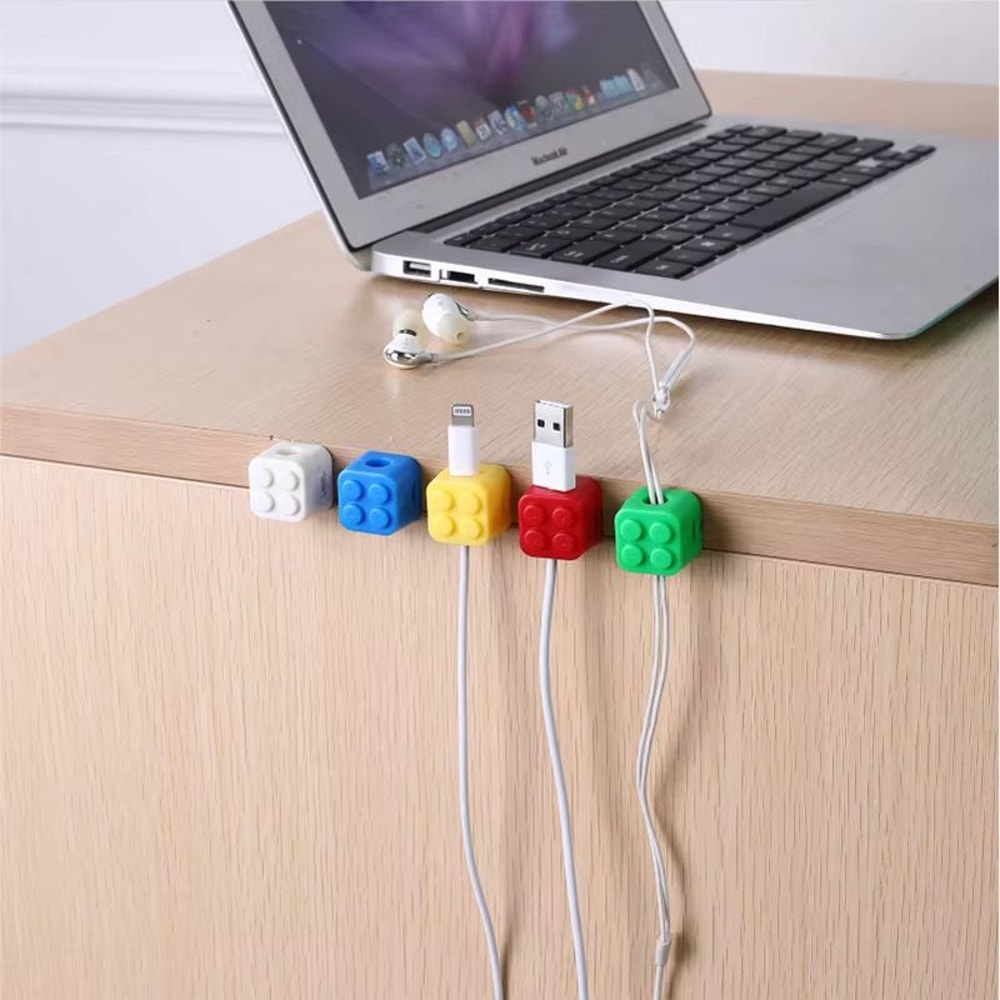 5PCS Building Block Cable Organizer SelfAdhesive Clips For Charging Cable Earphones And More 2