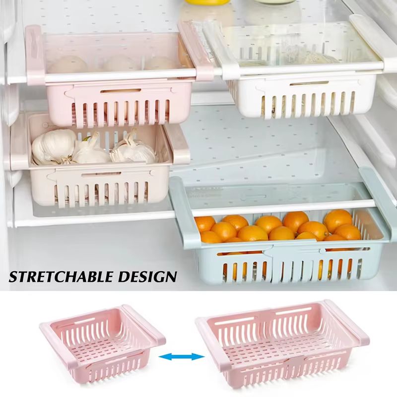 Adjustable Stretchable Refrigerator Storage Basket For Organizing Food And Drinks 4