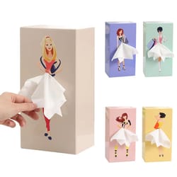 creative puffy skirt girl tissue box – funny desktop tissue storage holder