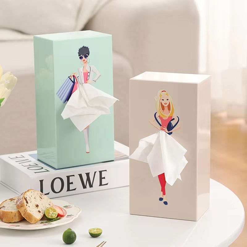 Creative Puffy Skirt Girl Tissue Box Funny Desktop Tissue Storage Holder 2