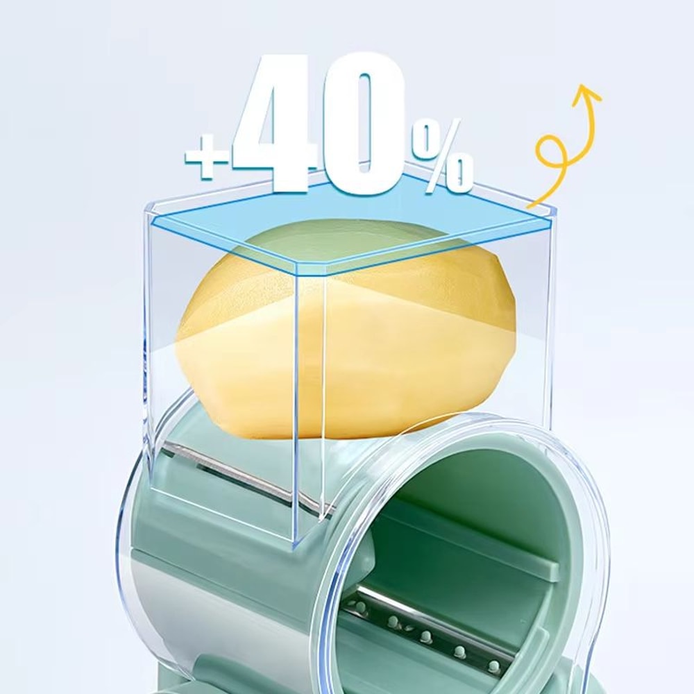 Manual Drums Vegetable Cutter With 3 Blades Multifunctional Slicer For Potatoes Carrots Garlic And 2