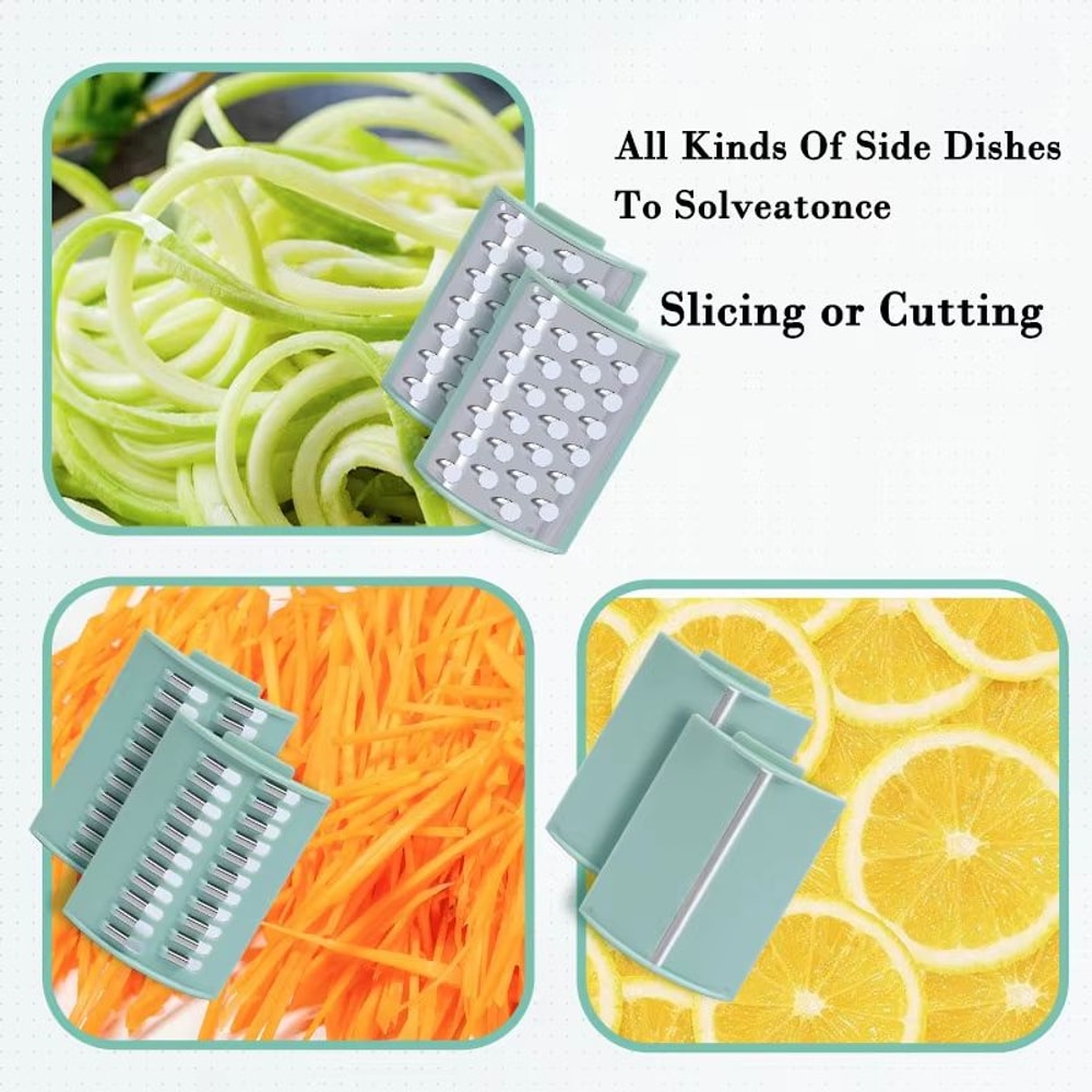 Manual Drums Vegetable Cutter With 3 Blades Multifunctional Slicer For Potatoes Carrots Garlic And 3