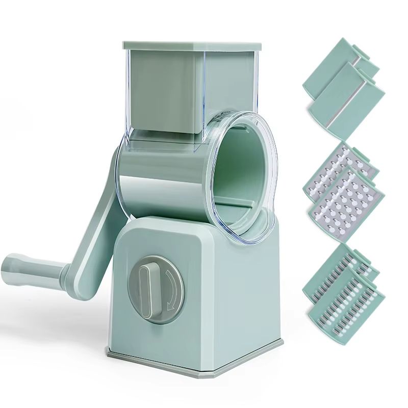 Manual Drums Vegetable Cutter With 3 Blades Multifunctional Slicer For Potatoes Carrots Garlic And 6