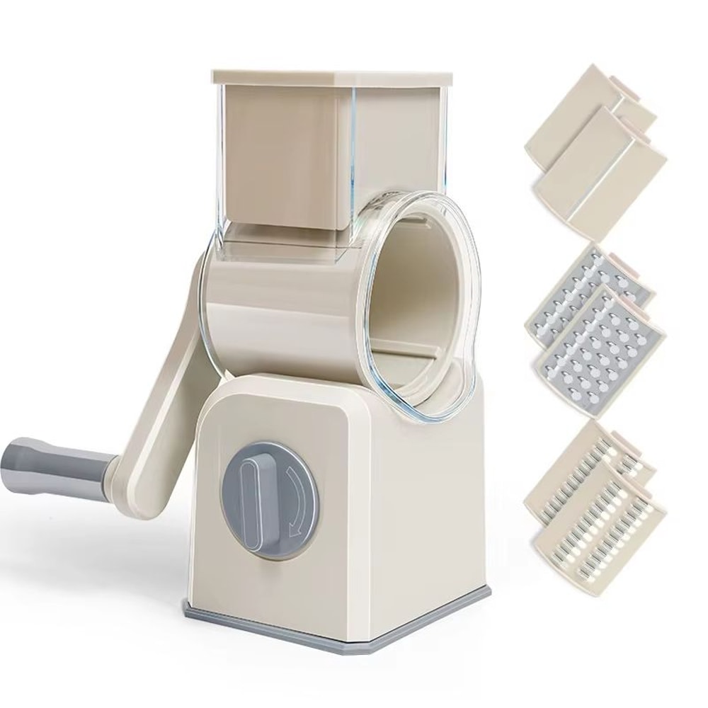 Manual Drums Vegetable Cutter With 3 Blades Multifunctional Slicer For Potatoes Carrots Garlic And 7