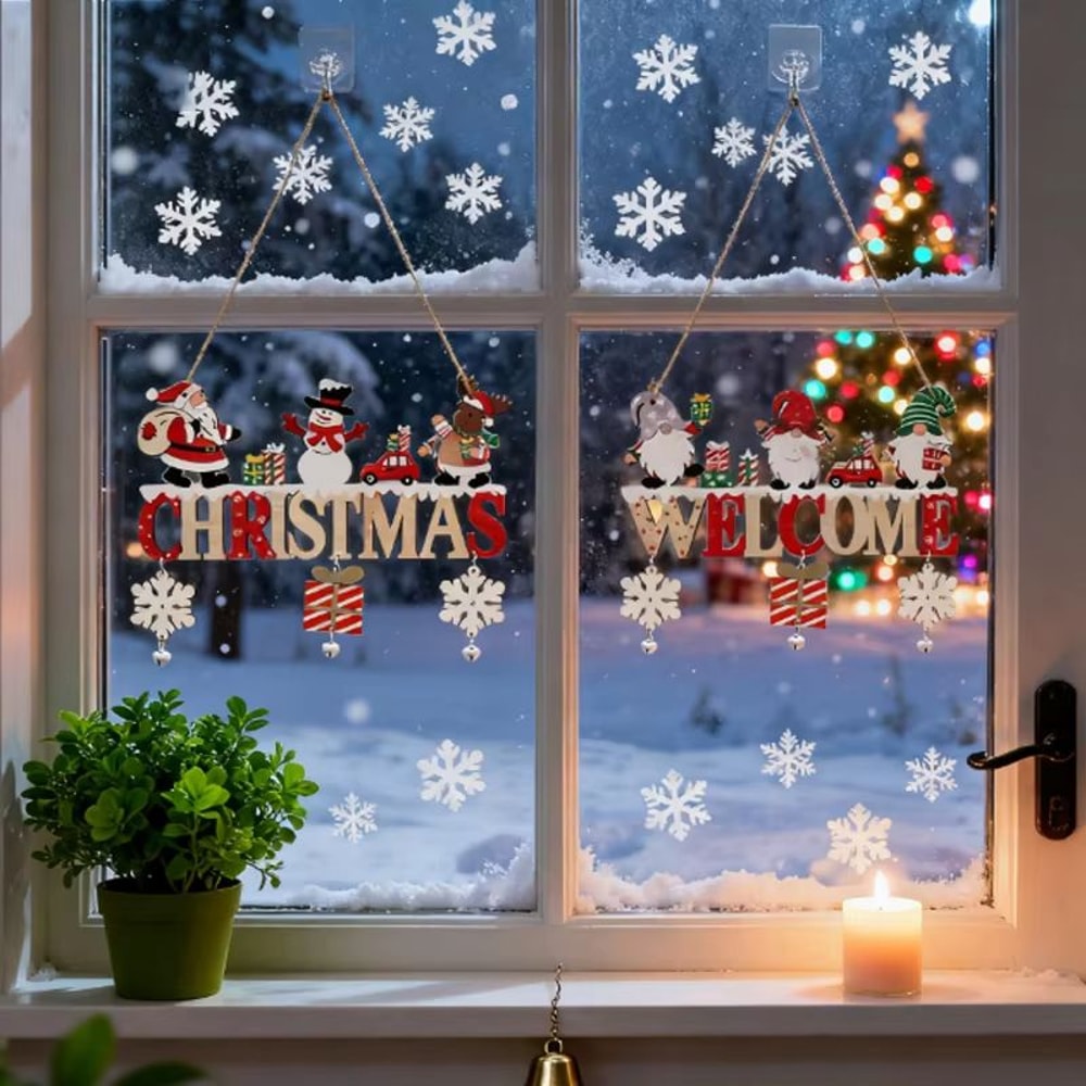 Rustic Wooden Christmas Hanging Ornament For Door Tree And Wall Decor 3