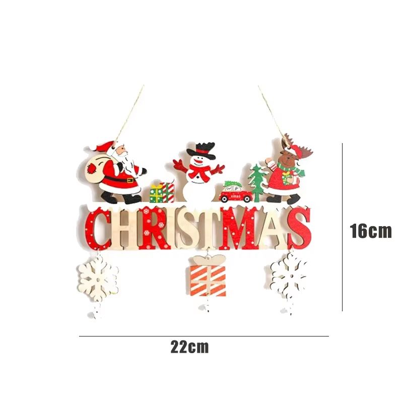 Rustic Wooden Christmas Hanging Ornament For Door Tree And Wall Decor 5