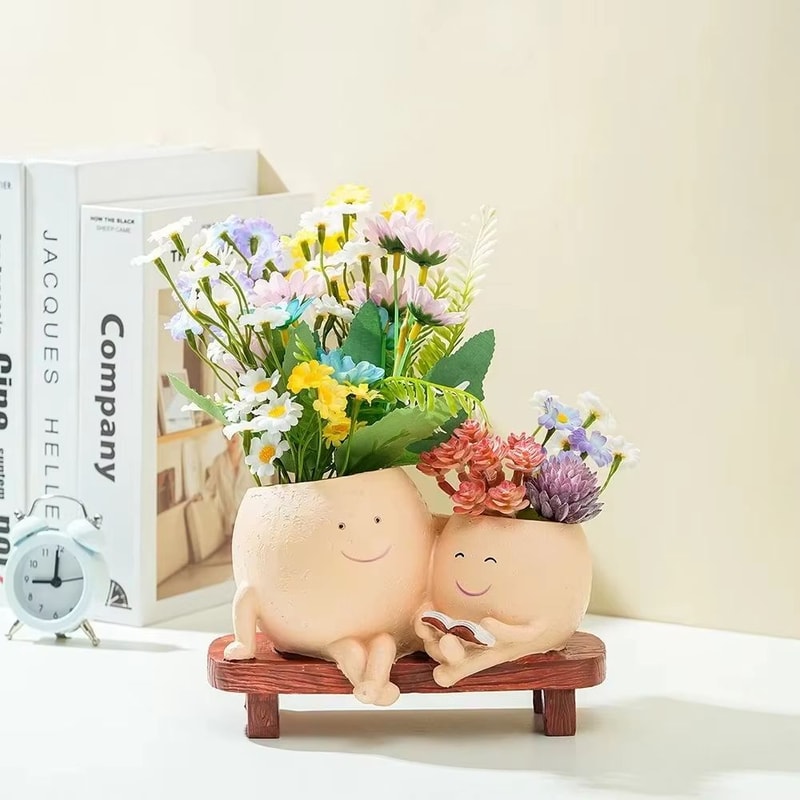 Smiley Rocking Chair Succulent Planter Pot For Indoor Outdoor Garden Decor 0