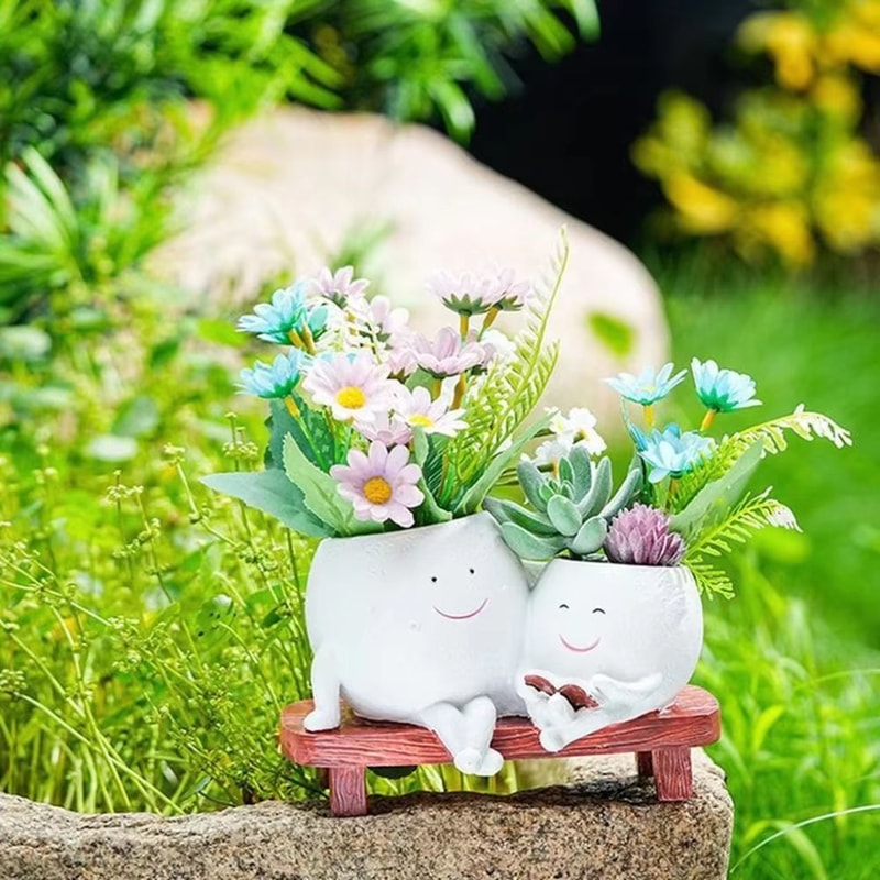 Smiley Rocking Chair Succulent Planter Pot For Indoor Outdoor Garden Decor 1