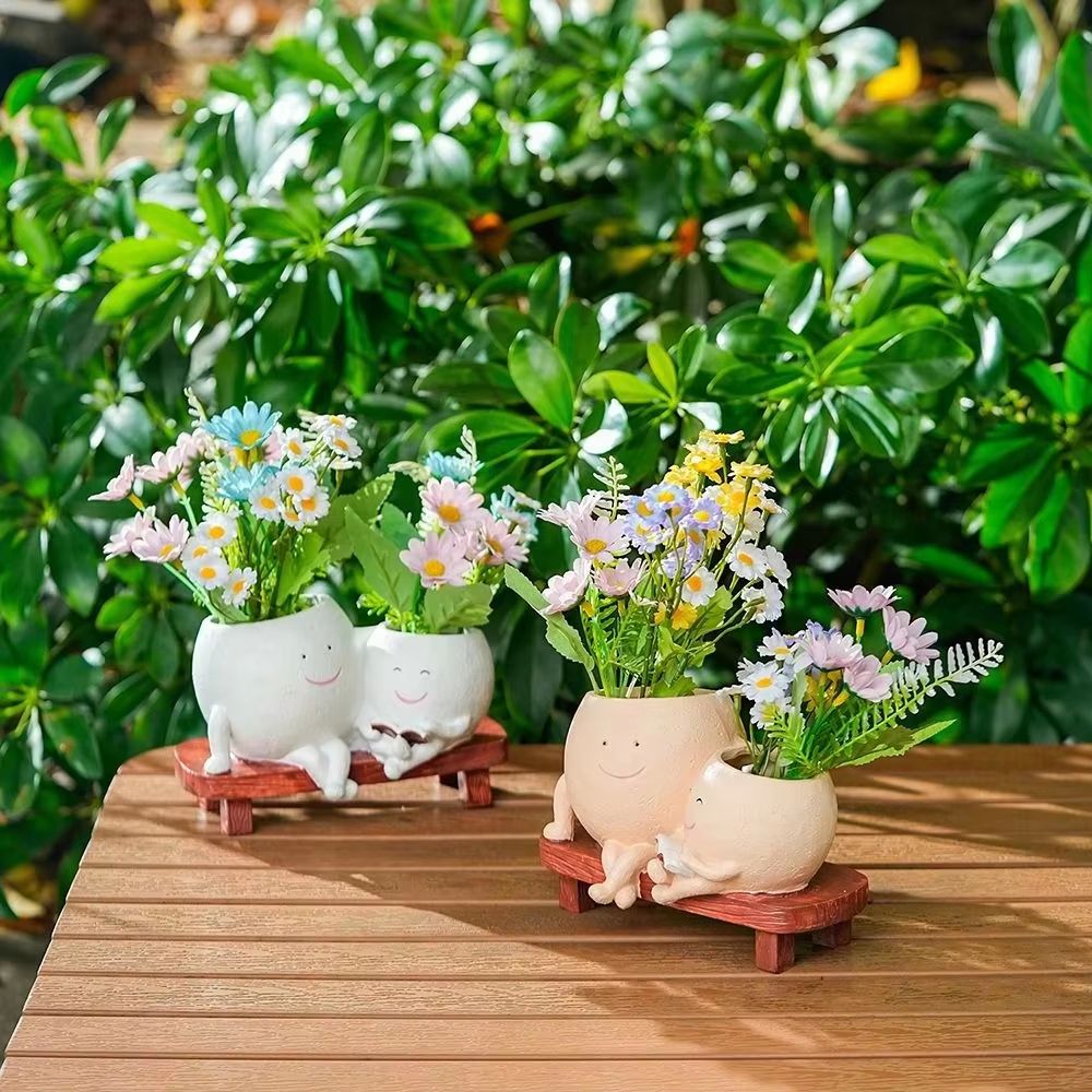 Smiley Rocking Chair Succulent Planter Pot For Indoor Outdoor Garden Decor 3