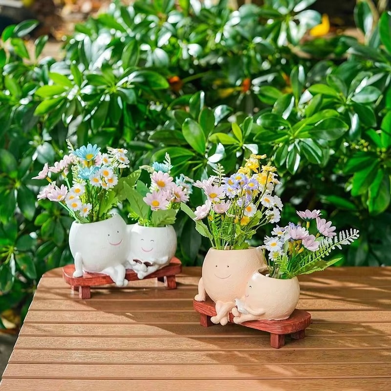 Smiley Rocking Chair Succulent Planter Pot For Indoor Outdoor Garden Decor 3