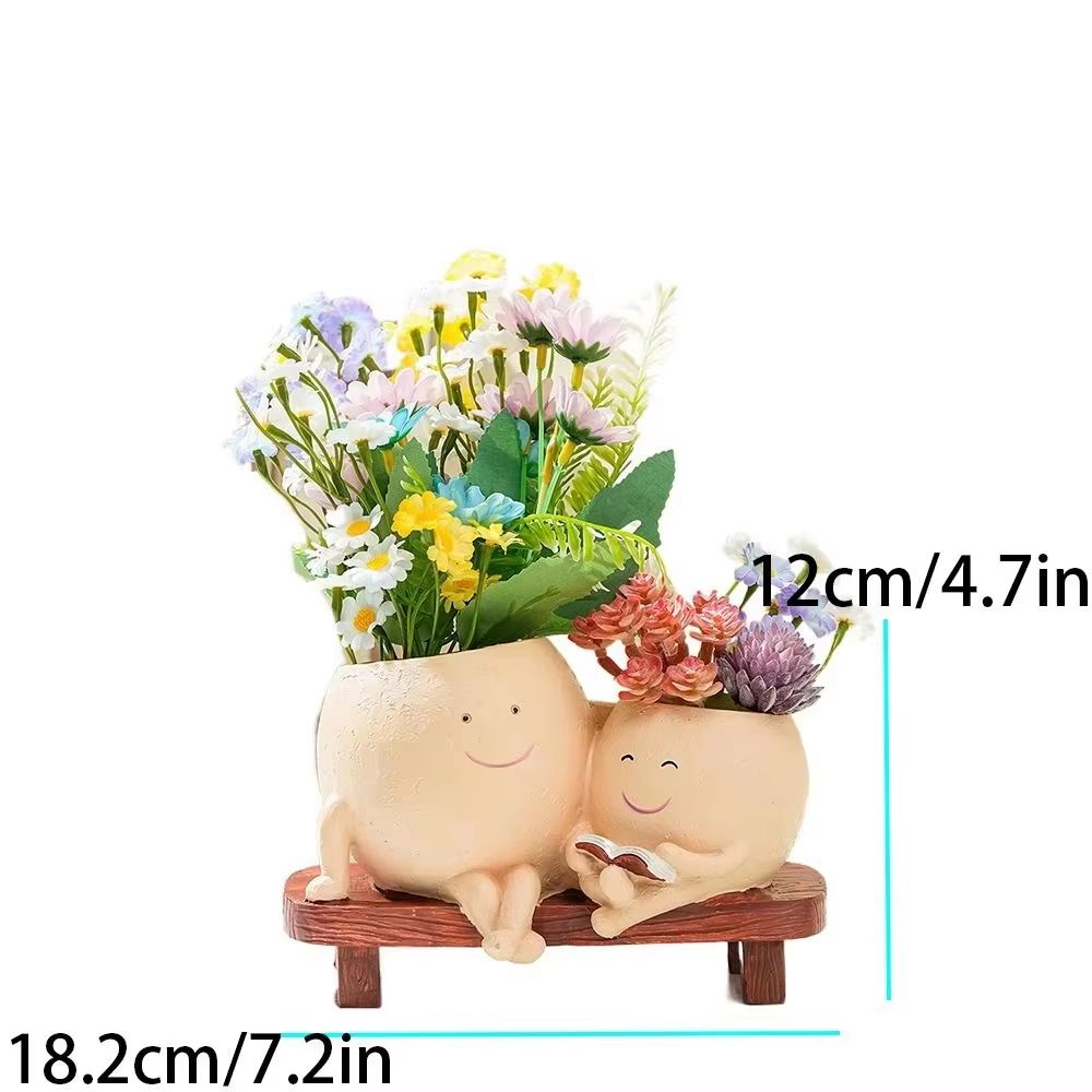 Smiley Rocking Chair Succulent Planter Pot For Indoor Outdoor Garden Decor 5