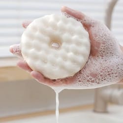 double-sided suction cup dishwashing sponge brush for efficient kitchen cleaning