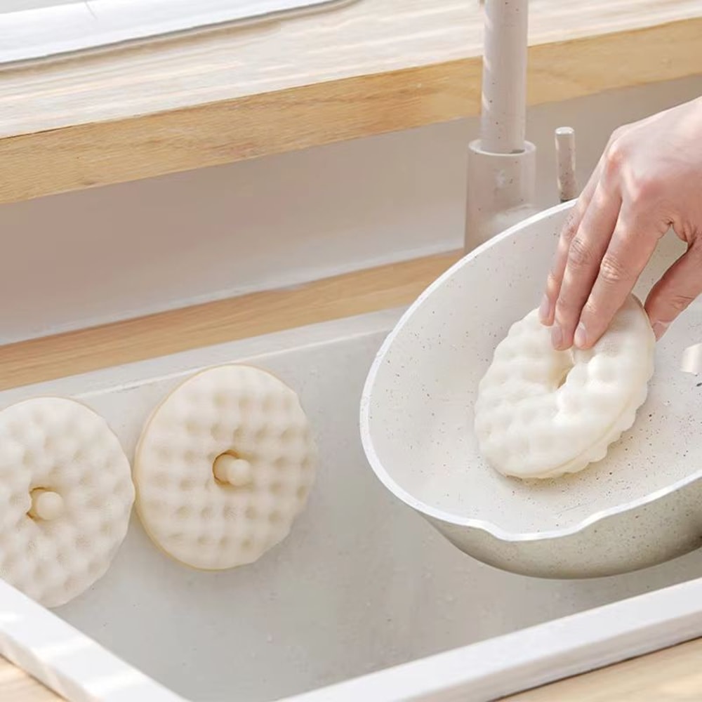 DoubleSided Suction Cup Dishwashing Sponge Brush For Efficient Kitchen Cleaning 2