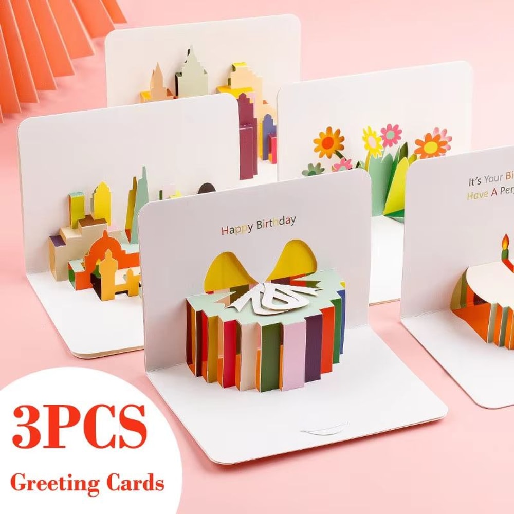 3D PopUp Birthday Celebration Greeting Cards With Envelopes 0