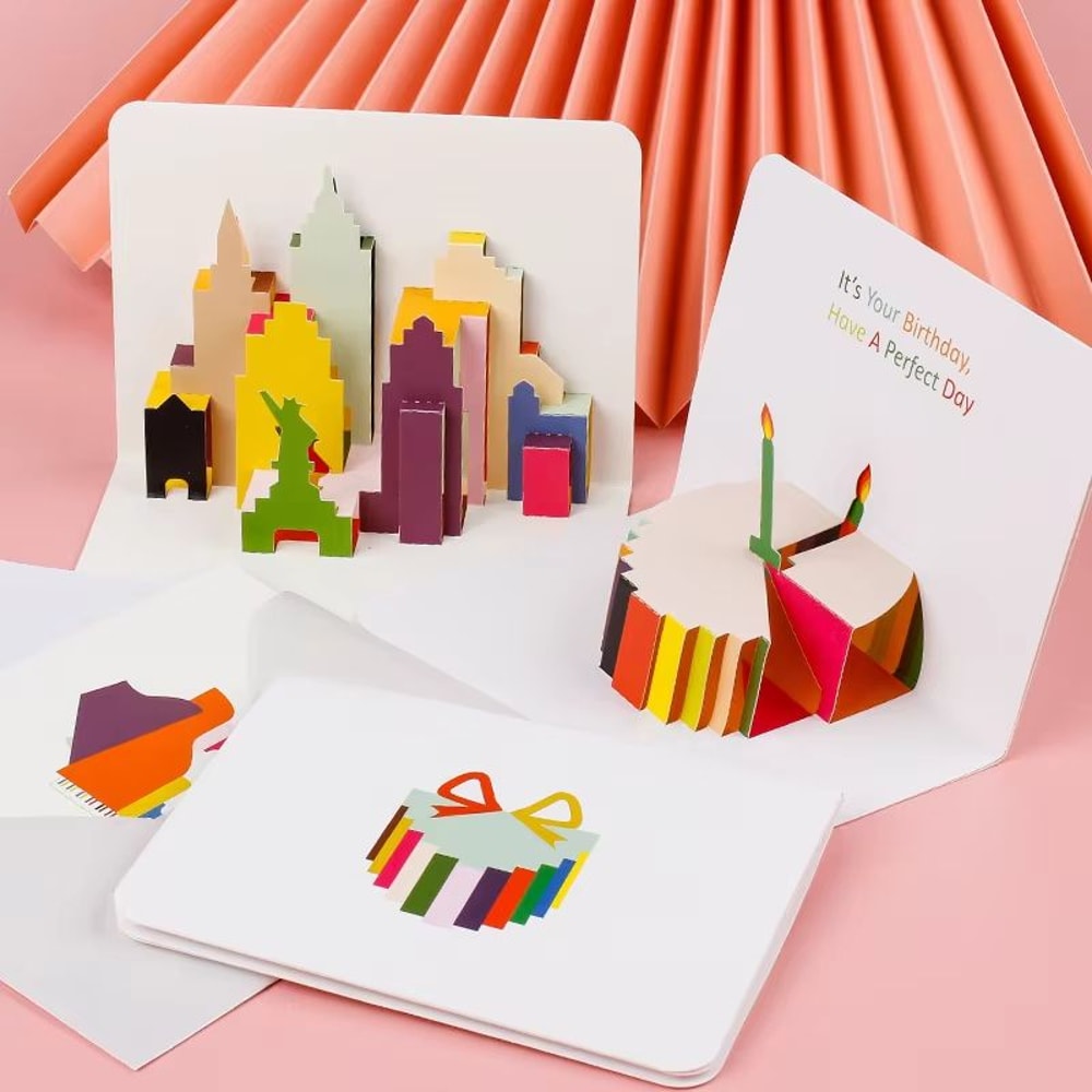 3D PopUp Birthday Celebration Greeting Cards With Envelopes 1