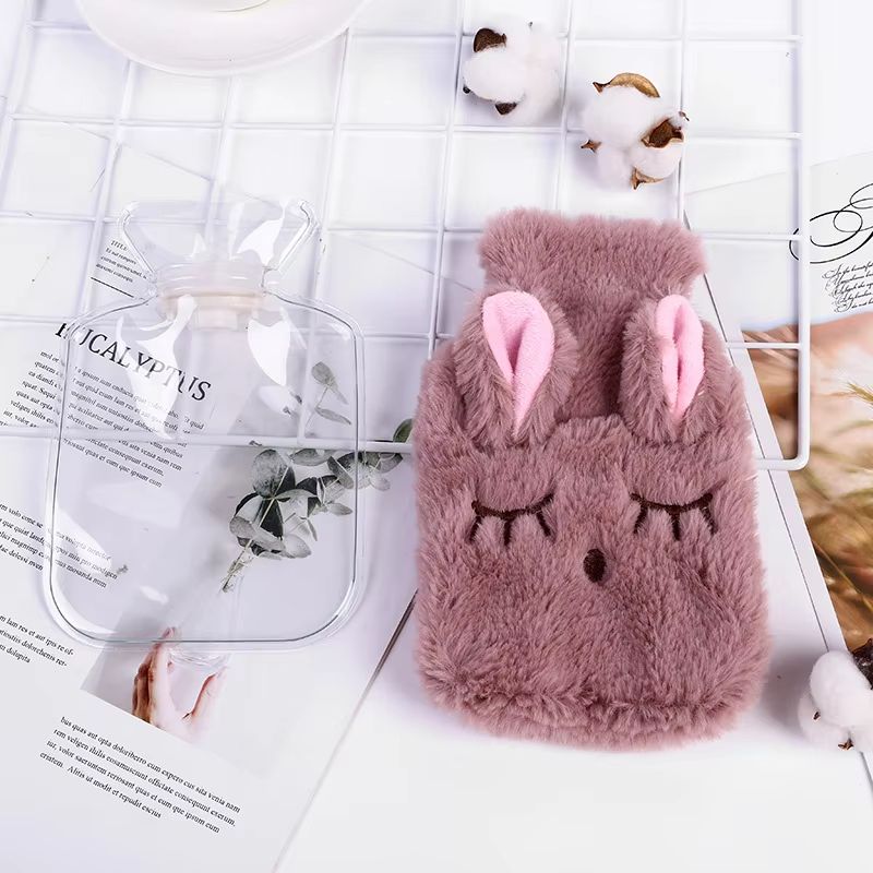 Cartoon Plush Hot Water Bottle With Soft Cover For Winter Warmth 3