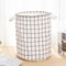 Foldable Cotton Linen Laundry Storage Basket With Waterproof Interior 6