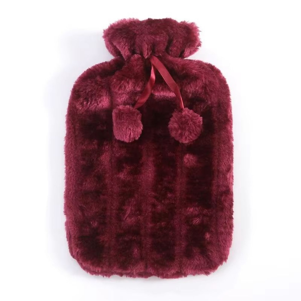 2L Hot Water Bottle With Fur Fleece Cover Fluffy Waterproof Rubber Warm Bottle For Hands Feet And B 6