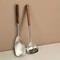 Stainless Steel Soup Ladle With Wooden Long Handle Hot Pot And Porridge Serving Scoop 0