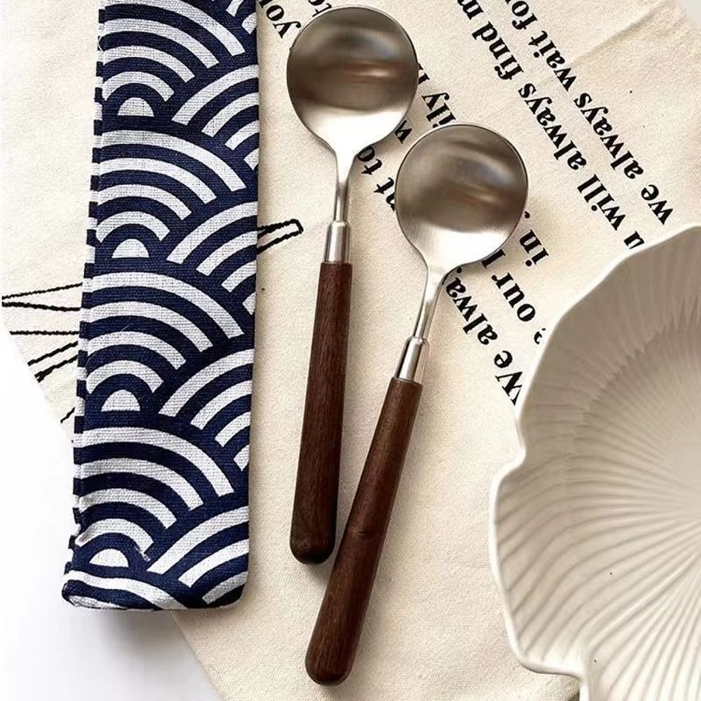 Stainless Steel Soup Ladle With Wooden Long Handle Hot Pot And Porridge Serving Scoop 4