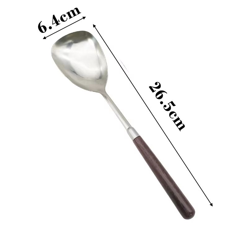 Stainless Steel Soup Ladle With Wooden Long Handle Hot Pot And Porridge Serving Scoop 6