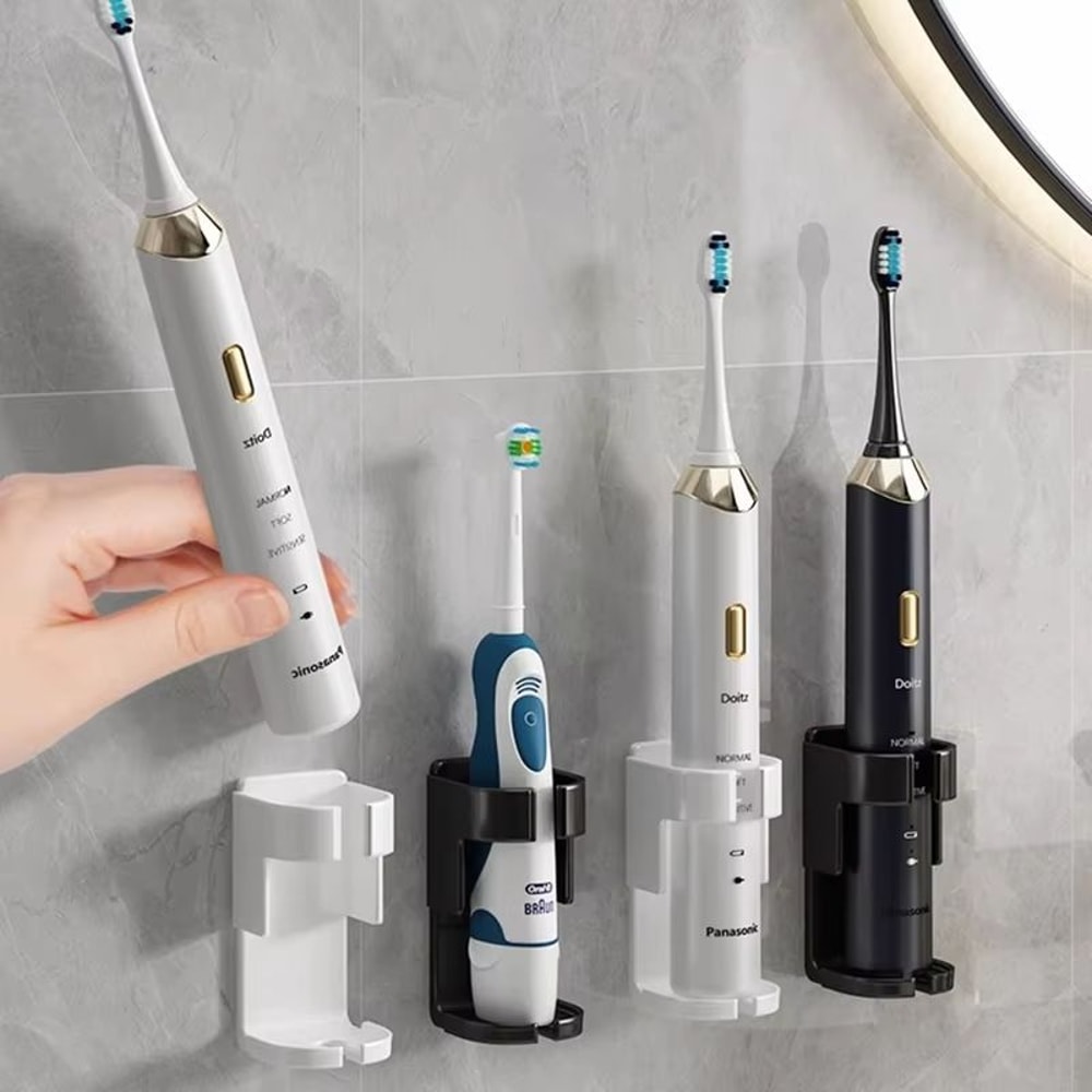Wall Mounted Toothbrush Holder NoDrill Electric Toothbrush Organizer Space Saving Bathroom Storage 0