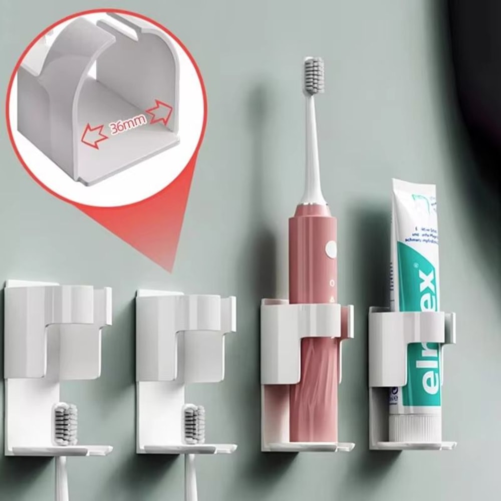 Wall Mounted Toothbrush Holder NoDrill Electric Toothbrush Organizer Space Saving Bathroom Storage 3