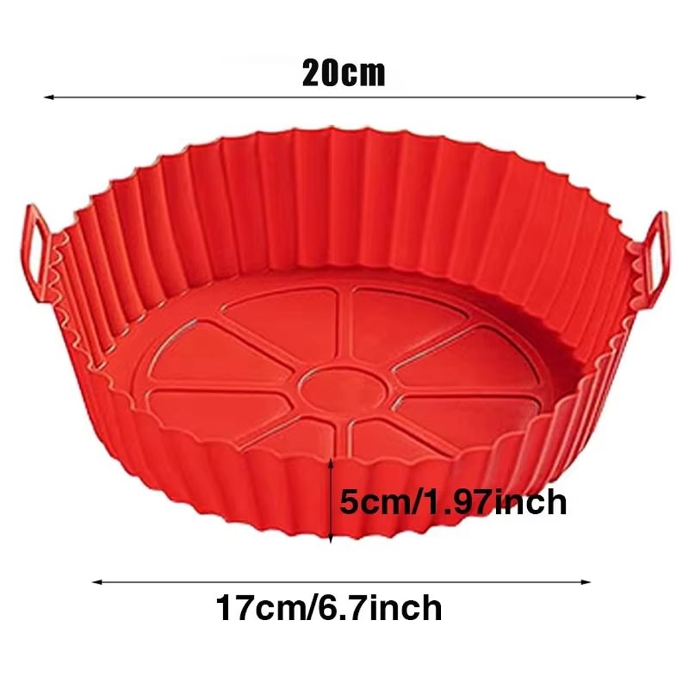 Foldable Silicone Air Fryer Liner Reusable Air Fryer Baking Pan With Double Handles For Easy Lift A 5