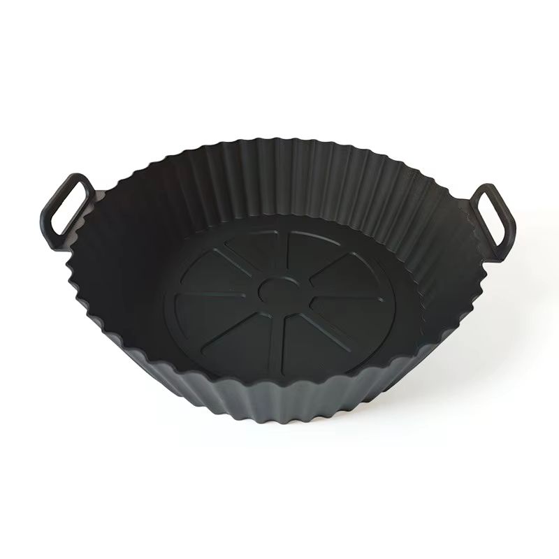 Foldable Silicone Air Fryer Liner Reusable Air Fryer Baking Pan With Double Handles For Easy Lift A 8