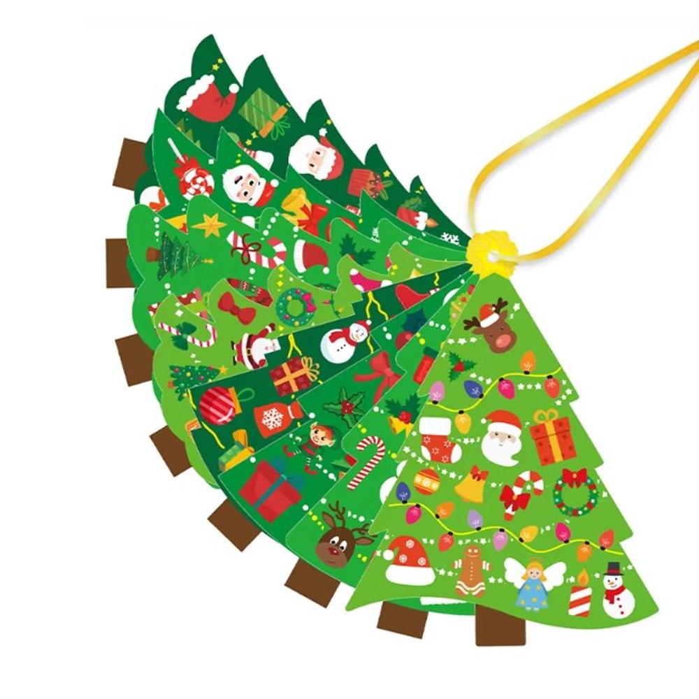 Cartoon Christmas Gift Tags And Tree Stickers Set For Holiday Xmas Party Decorations 2