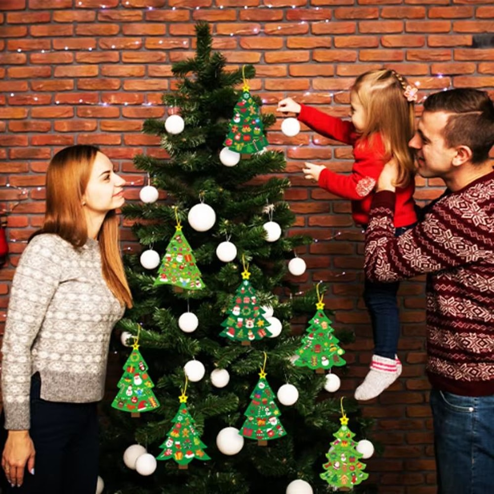 Cartoon Christmas Gift Tags And Tree Stickers Set For Holiday Xmas Party Decorations 3