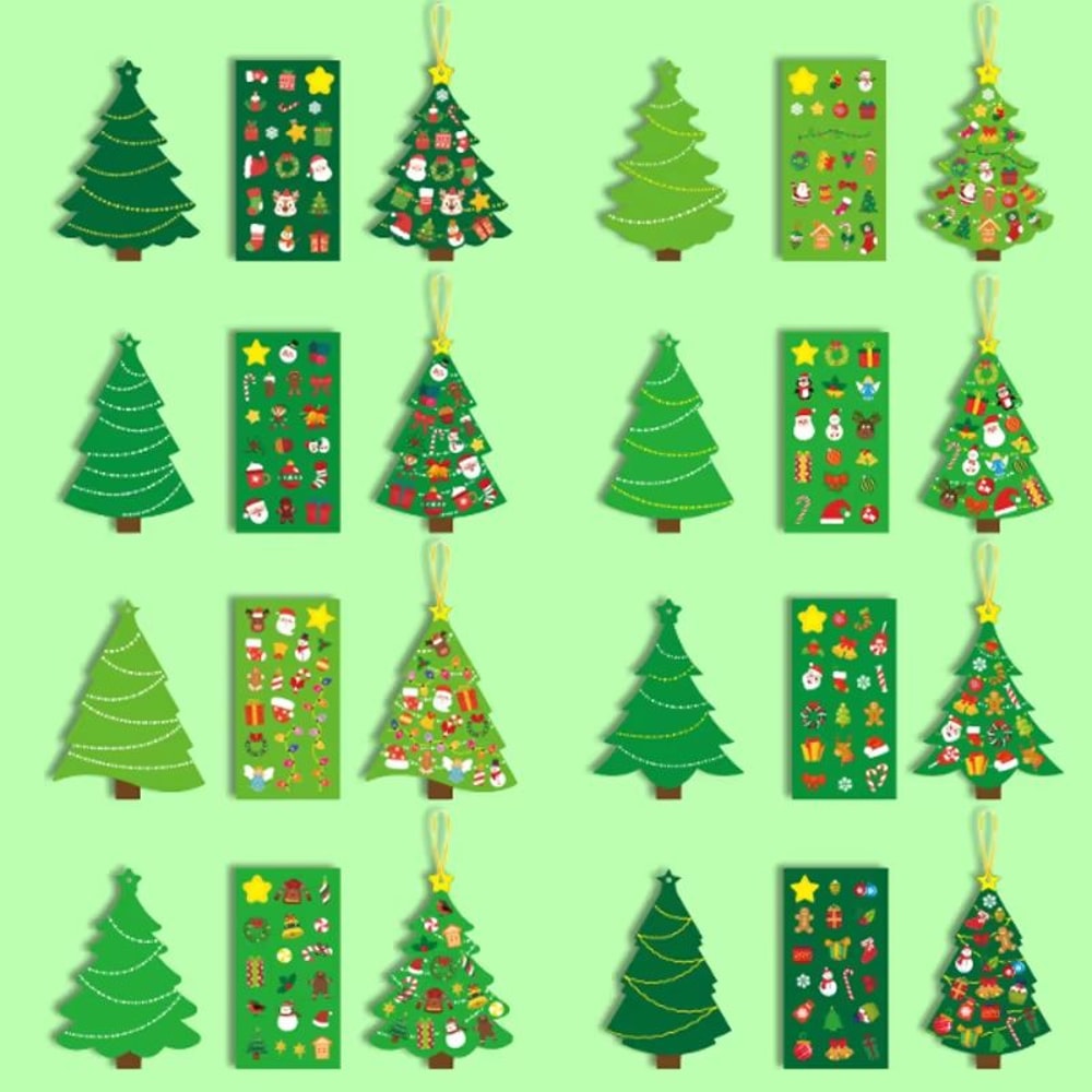 Cartoon Christmas Gift Tags And Tree Stickers Set For Holiday Xmas Party Decorations 4