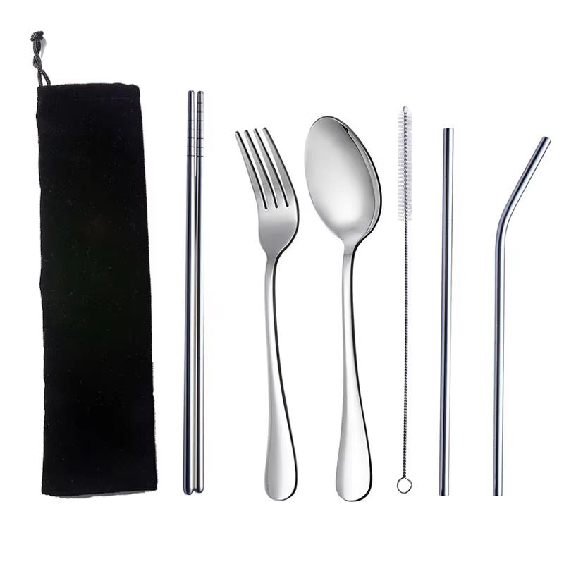 Stainless Steel Travel Cutlery Set In Case Reusable Portable Camp Utensil Set For Picnic Work And T 1