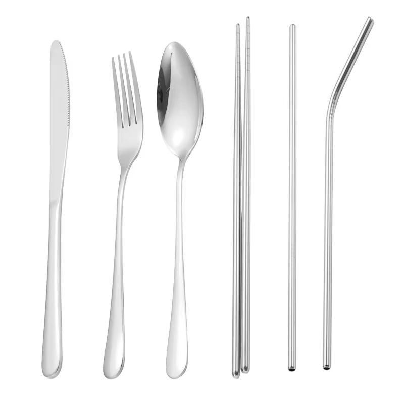 Stainless Steel Travel Cutlery Set In Case Reusable Portable Camp Utensil Set For Picnic Work And T 4
