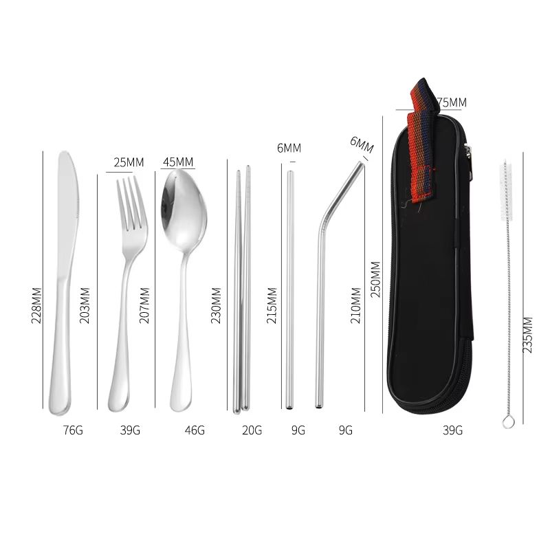Stainless Steel Travel Cutlery Set In Case Reusable Portable Camp Utensil Set For Picnic Work And T 5