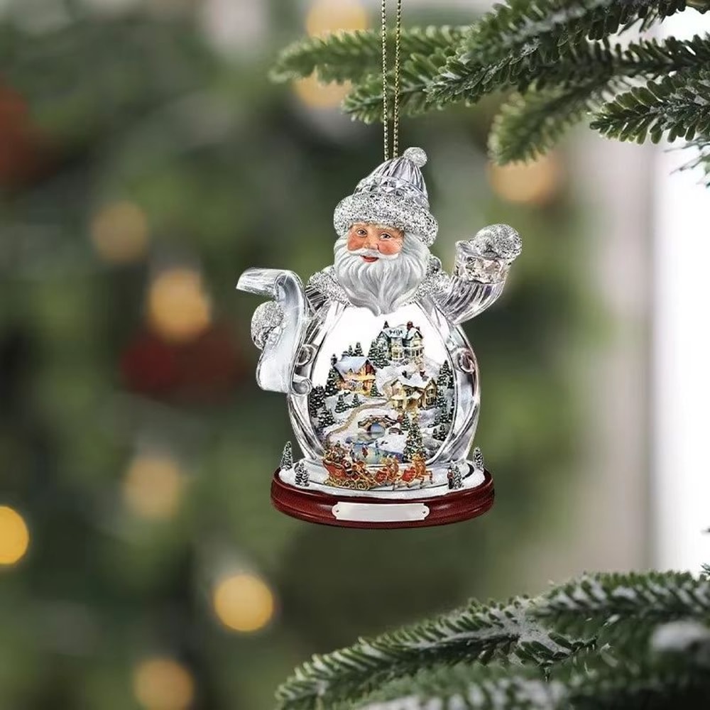 2D Flat Acrylic Christmas Tree Ornaments Santa And Snowman Hanging Decorations For Holiday And New 2