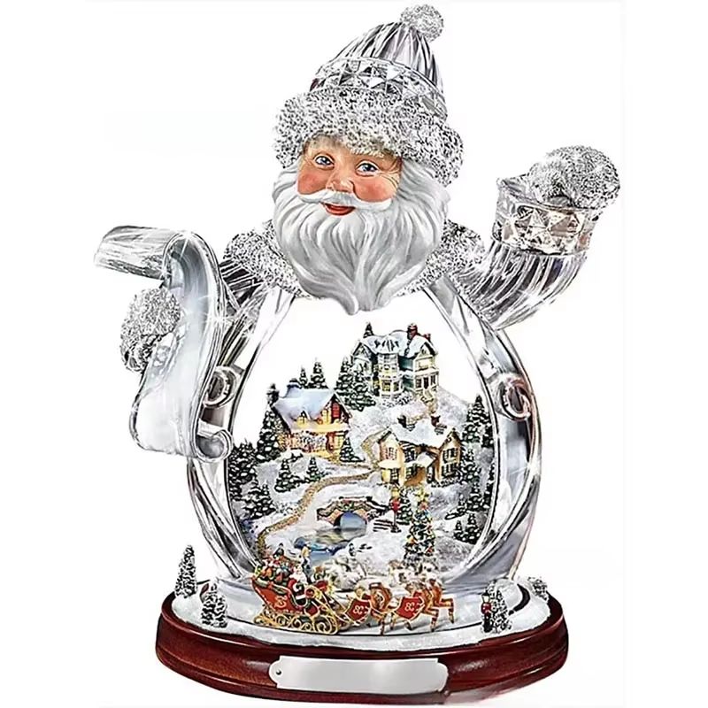 2D Flat Acrylic Christmas Tree Ornaments Santa And Snowman Hanging Decorations For Holiday And New 6