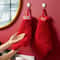 3PCS Cartoon Red Chenille Hand Towel Hanging Quick Dry Kitchen Towel Set For Bathroom And Home Clea 0