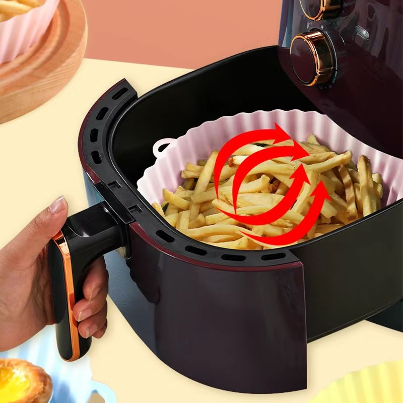 Round Silicone Air Fryer Liner Reusable Air Fryer Baking Mat For Pizza Chicken And Oven Baking 3