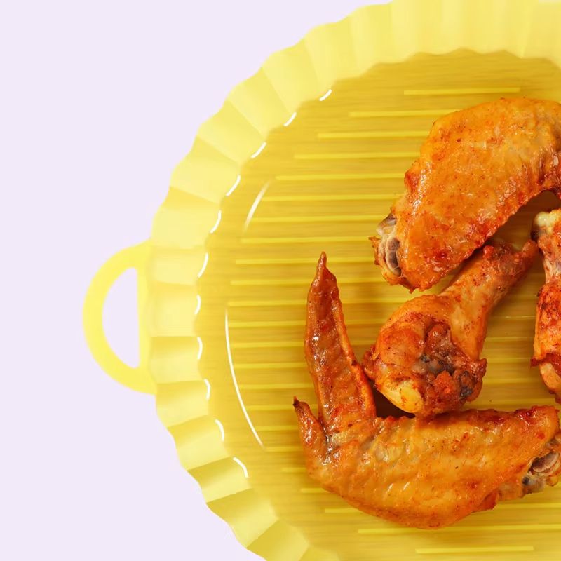 Round Silicone Air Fryer Liner Reusable Air Fryer Baking Mat For Pizza Chicken And Oven Baking 4