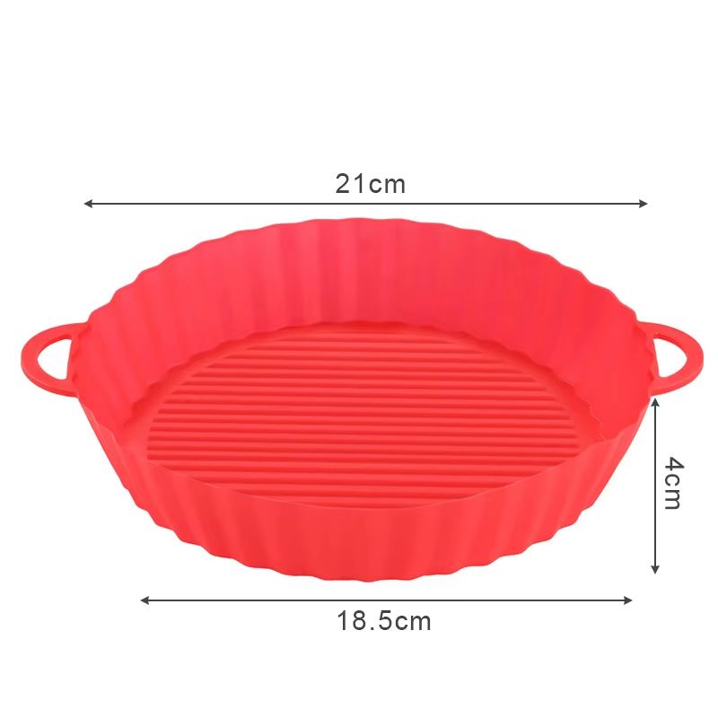 Round Silicone Air Fryer Liner Reusable Air Fryer Baking Mat For Pizza Chicken And Oven Baking 6