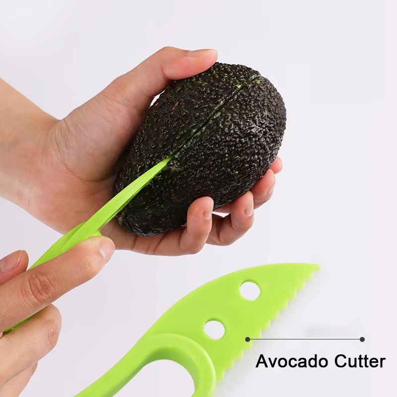 3 In 1 Avocado Slicer Tool Plastic 3 In 1 Avocado Cutter For Peeling Pitting And Slicing Avocado Ki 2