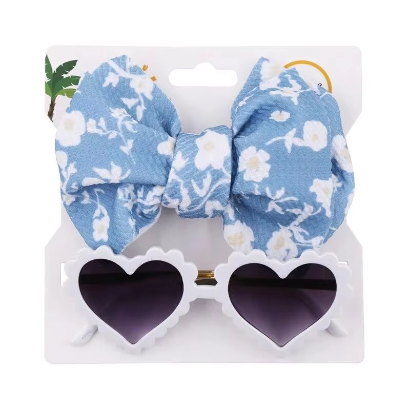 HeartShaped Dog Sunglasses And Pet Grooming Bows 2PCS Set Cute Hair Bands For Photos And DressUp 6