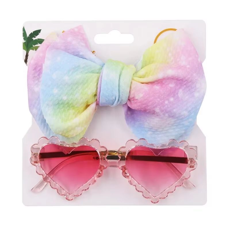 HeartShaped Dog Sunglasses And Pet Grooming Bows 2PCS Set Cute Hair Bands For Photos And DressUp 10