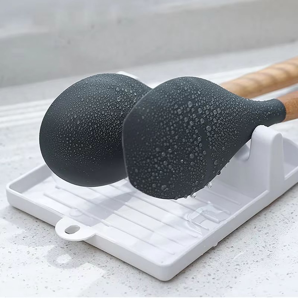 MultiFunction Kitchen Utensil Organizer With Spoon Holder Fork And Spatula Rack And NonSlip Lid Res 1