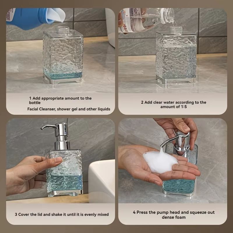 300ML Refillable Soap Dispenser Bottle With Press Pump For Kitchen And Bathroom 5