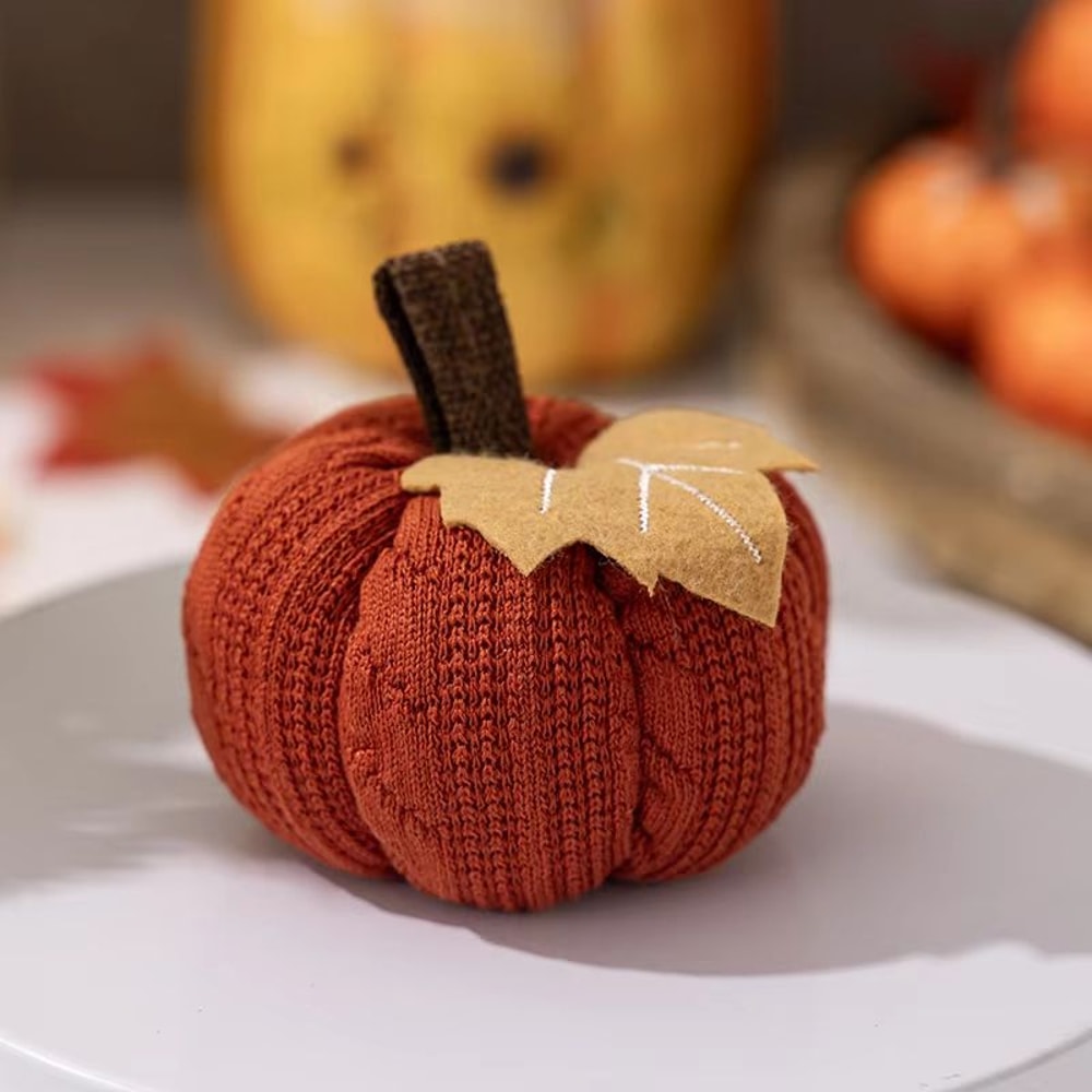 Handmade Knitted Decorative Pumpkin Reusable Fall And Halloween Home Decor 6