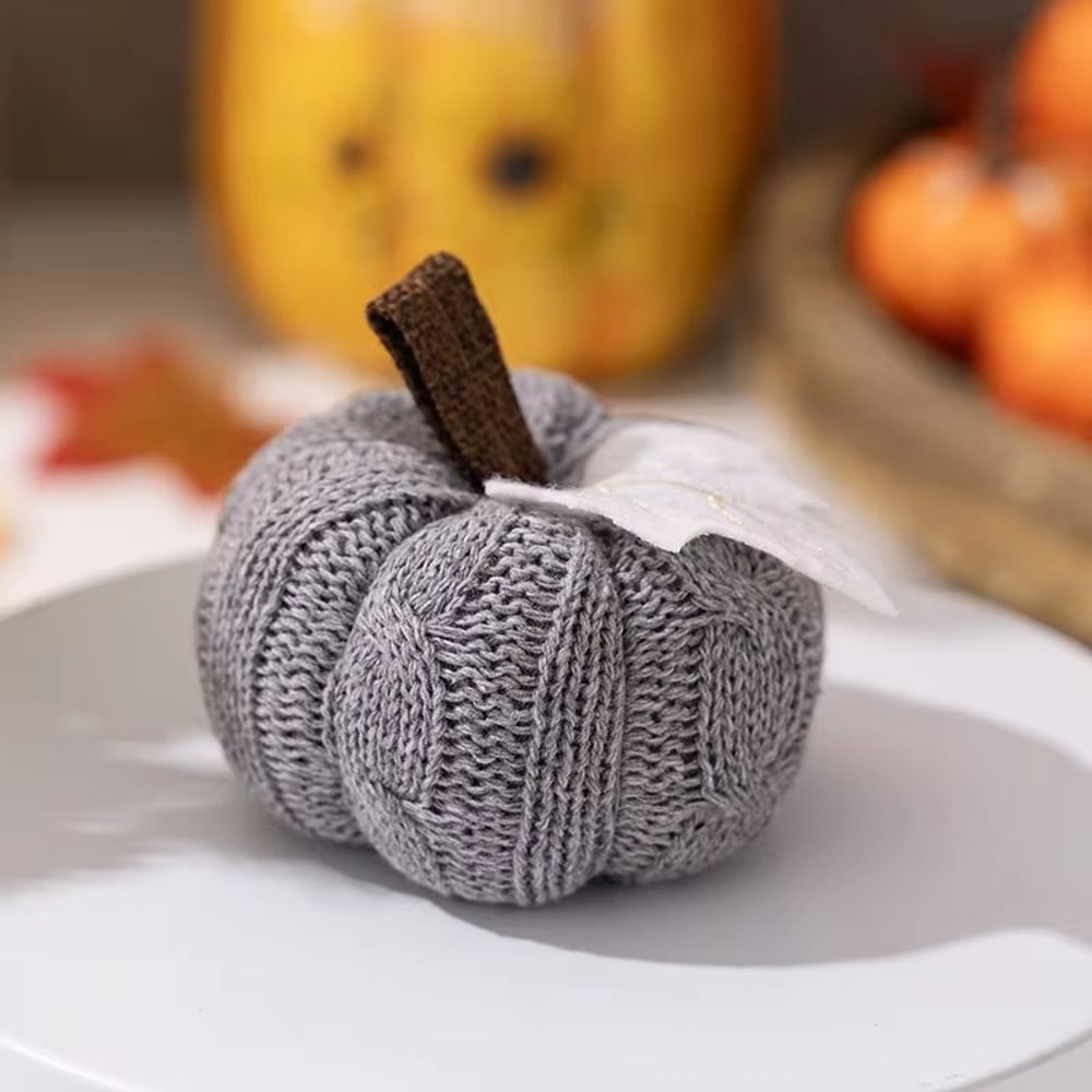Handmade Knitted Decorative Pumpkin Reusable Fall And Halloween Home Decor 7
